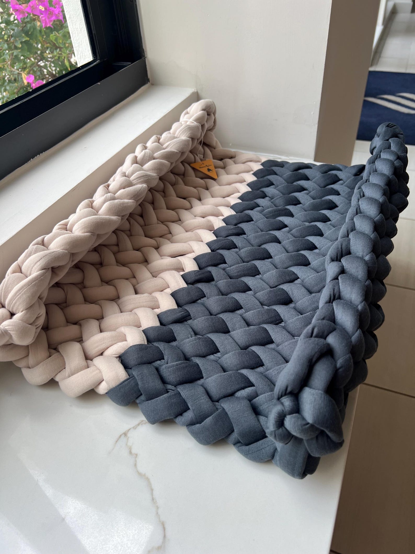 The Color-Striped Cradle Lounge — Handwoven Cotton Pet Mat